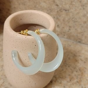 Opaque blue swirl hoops